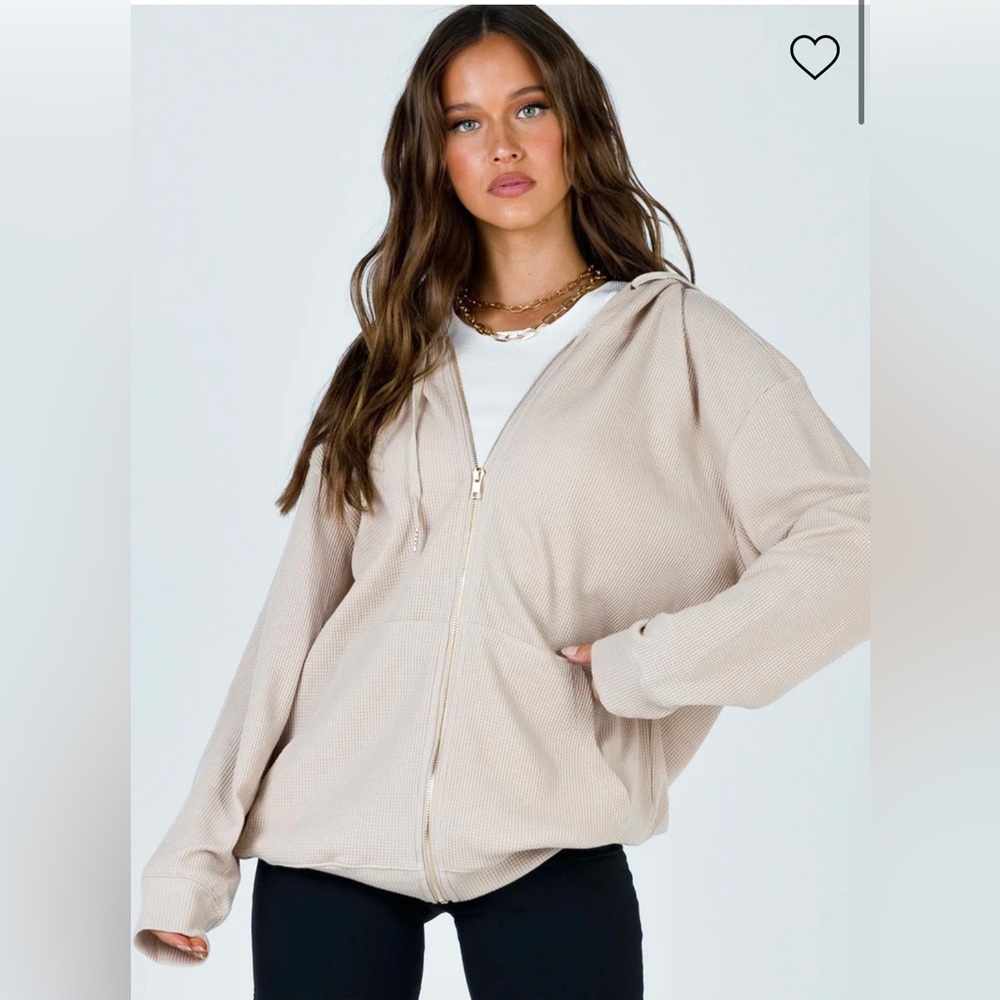 AUDREY OVERSIZED ZIP UP SWEATSHIRT BEIGE